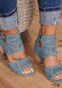 Boho Hollow Carved Block Heel Sandals